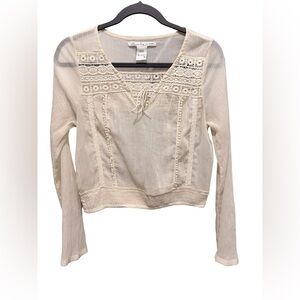 American Rag Cream Crochet Accent Blouse